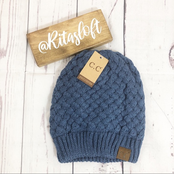 CC Beanie Basket Weave Ribbed Knit Hat Cap - Picture 2 of 3